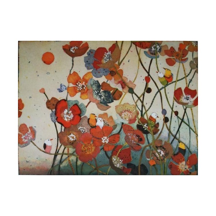 Jutta Volleler Radierung Original Bild Kunst kaufen Blütenfest Preis