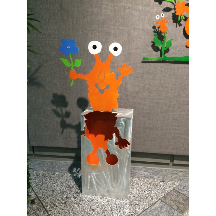 Kubus Blumengruß | Metall-Skulptur - Bild 1