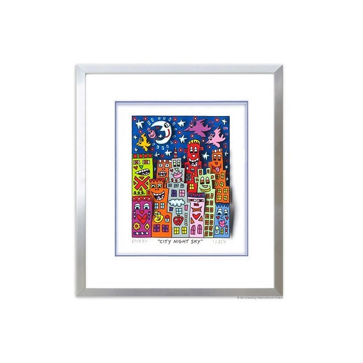 Zertifiziert: James Rizzi 3D Original Bild * City Night Sky *