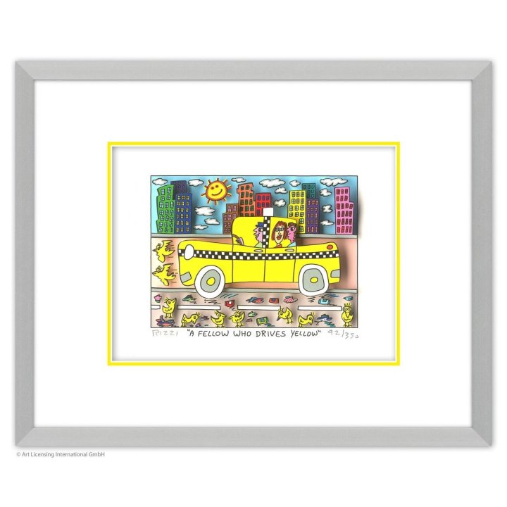 James Rizzi - Original 3D Bild * A fellow who drives yellow *