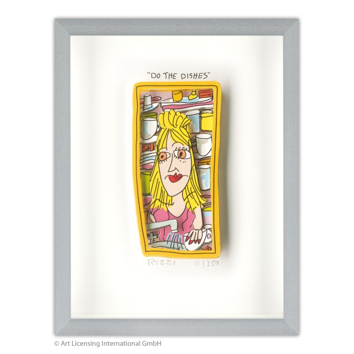 James Rizzi - "Do the dishes" | inkl. Alu-Rahmen von Halbe - Bild 1