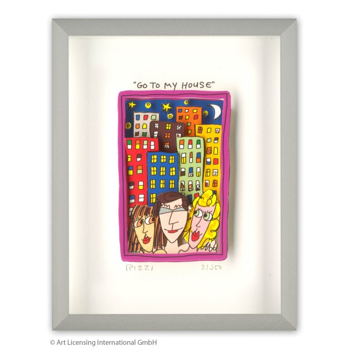 James Rizzi - "Go to my house" | inkl. Alu-Rahmen von Halbe - Bild 1