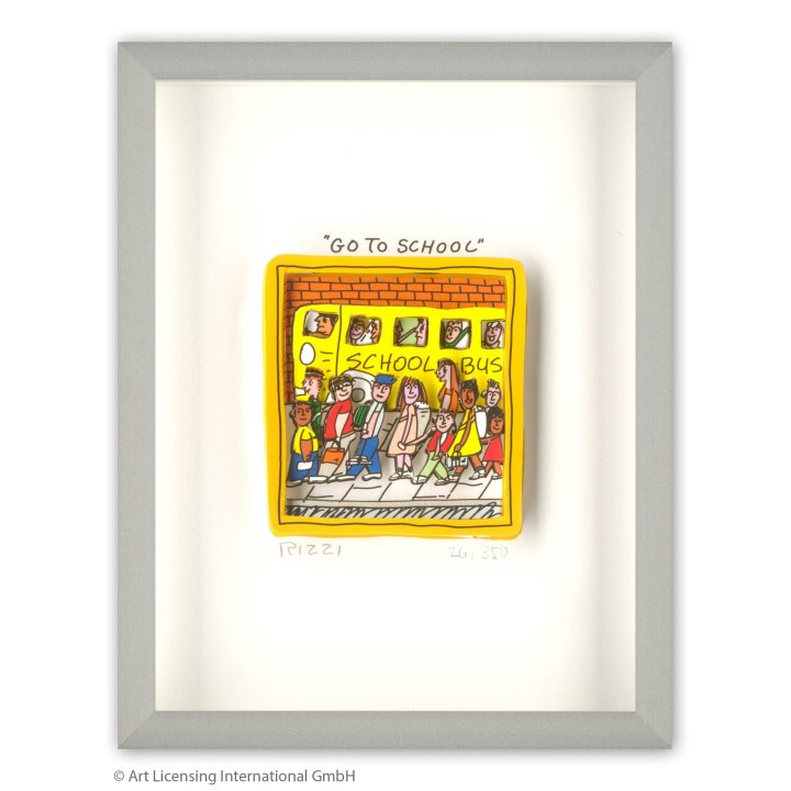 James Rizzi - "Go to school" | inkl. Alu-Rahmen von Halbe - Bild 1