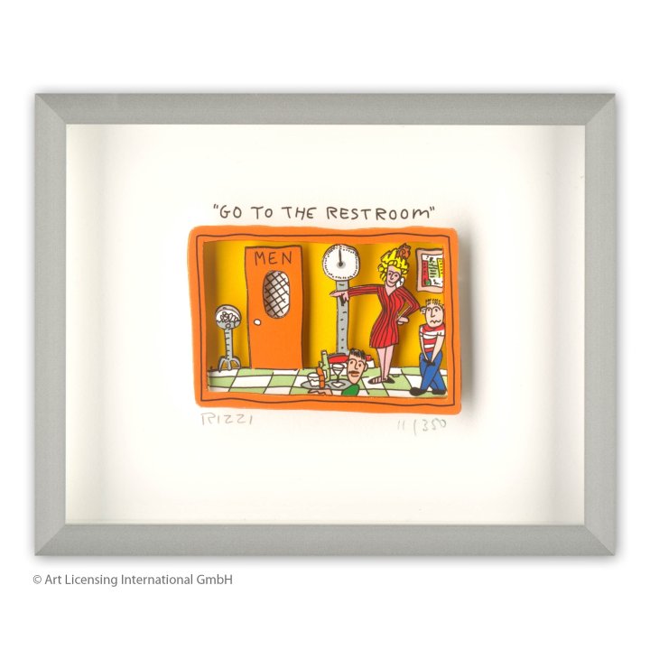 James Rizzi - "Go to the restroom" | inkl. Alu-Rahmen von Halbe - Bild 1