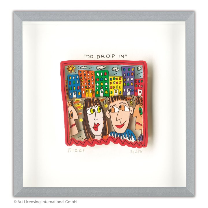 James Rizzi "Do Drop in" inkl. Alu-Rahmen mit Museumsglas - Bild 1