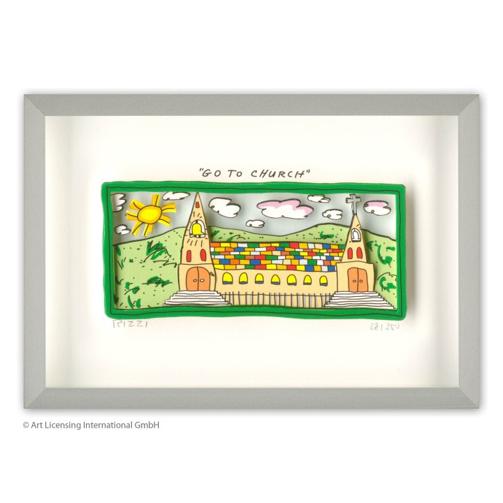 James Rizzi - "Go to church" | inkl. Alu-Rahmen von Halbe - Bild 1