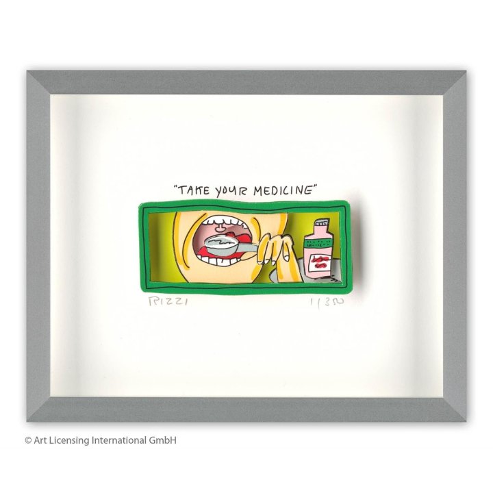 James Rizzi  "TAKE YOUR MEDICINE" | inkl. Alu - Rahmen von Halbe - Bild 1