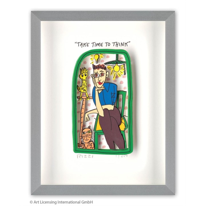James Rizzi - TAKE TIME TO THINK | inkl. Alu - Rahmen von Halbe - Bild 1
