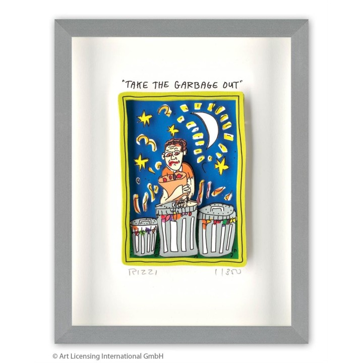 James Rizzi - TAKE THE GARBAGE OUT | inkl. Alu - Rahmen von Halbe - Bild 1