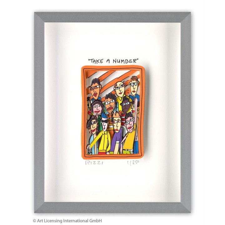 James Rizzi - TAKE A NUMBER | Inkl. Alu-Rahmen von Halbe - Bild 1