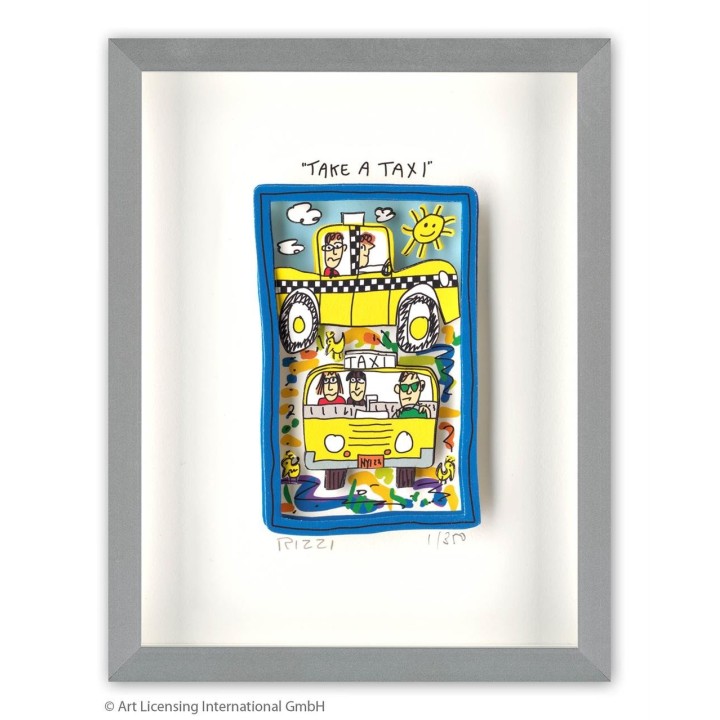 James Rizzi - TAKE A TAXI | inkl. Alu-Rahmen von Halbe - Bild 1