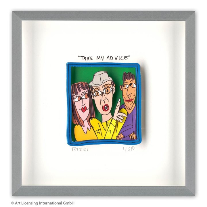 James Rizzi - TAKE MY ADVICE | Inkl. Alu-Rahmen von Halbe - Bild 1