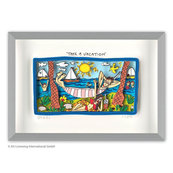 James Rizzi - TAKE A VACATION | inkl. Alu-Rahmen von Halbe - Bild 1