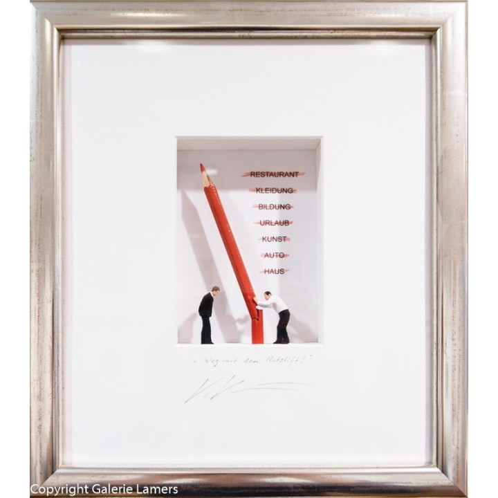 Volker Kühn "Weg mit dem Rotstift" Original Bild