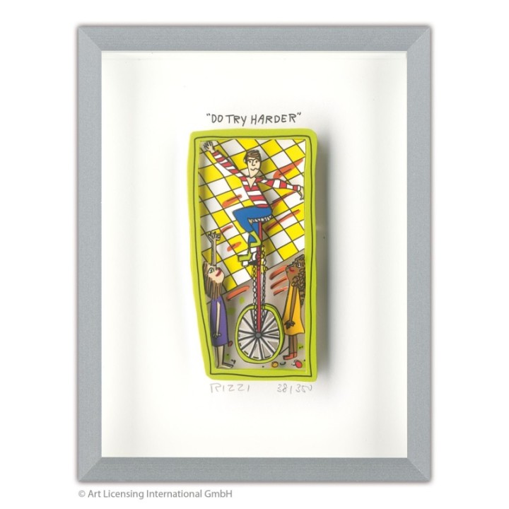 James Rizzi - "Do try harder" | inkl. Alu-Rahmen von Halbe - Bild 1