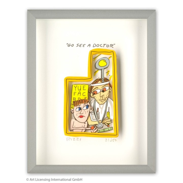 James Rizzi - "Go see a doctor" | inkl. Alu-Rahmen von Halbe - Bild 1