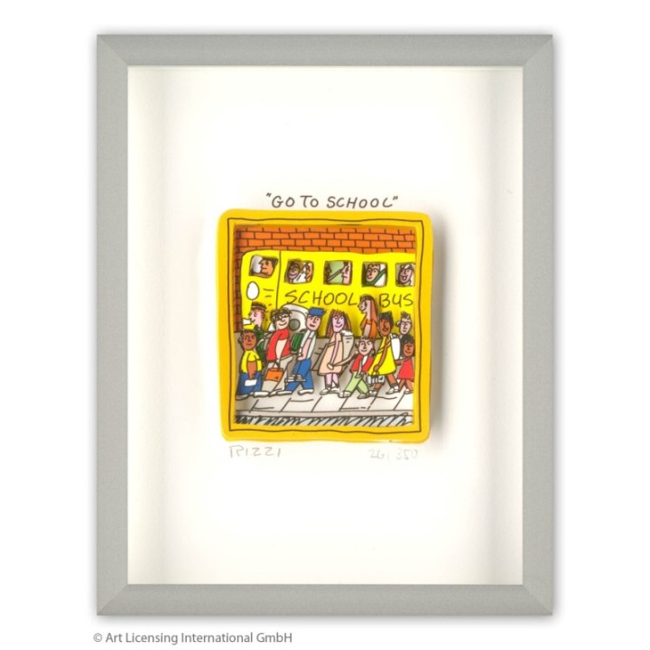 James Rizzi - "Go to school" | inkl. Alu-Rahmen von Halbe - Bild 1