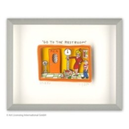 James Rizzi - "Go to the restroom" | inkl. Alu-Rahmen von Halbe - Bild 1