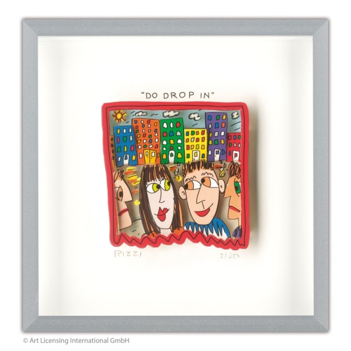 James Rizzi "Do Drop in" inkl. Alu-Rahmen mit Museumsglas - Bild 1