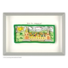 James Rizzi - "Go to church" | inkl. Alu-Rahmen von Halbe - Bild 1