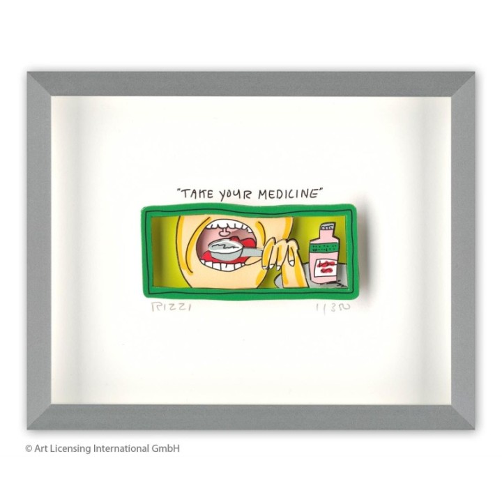 James Rizzi  "TAKE YOUR MEDICINE" | inkl. Alu - Rahmen von Halbe - Bild 1