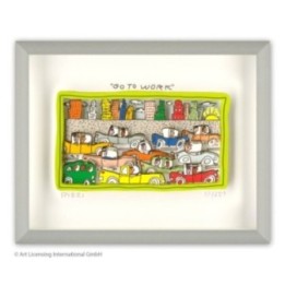 James Rizzi - Go to work | inkl. Alu-Rahmen von Halbe - Bild 1
