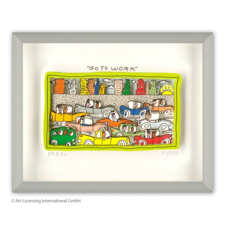James Rizzi - Go to work | inkl. Alu-Rahmen von Halbe - Bild 1