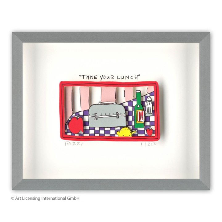 James Rizzi - TAKE YOUR LUNCH | inkl. Alu- Rahmen von Halbe - Bild 1
