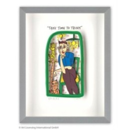 James Rizzi - TAKE TIME TO THINK | inkl. Alu - Rahmen von Halbe - Bild 1