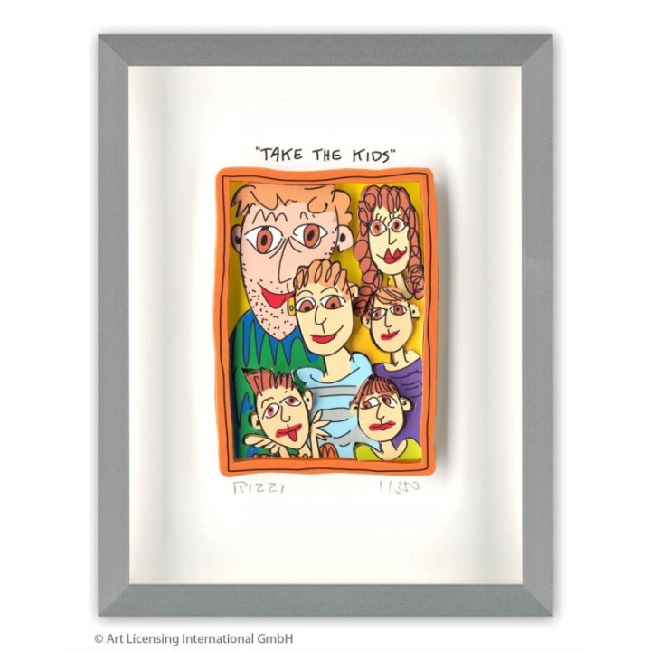 James Rizzi - TAKE THE KIDS | inkl. Alu - Rahmen von Halbe - Bild 1