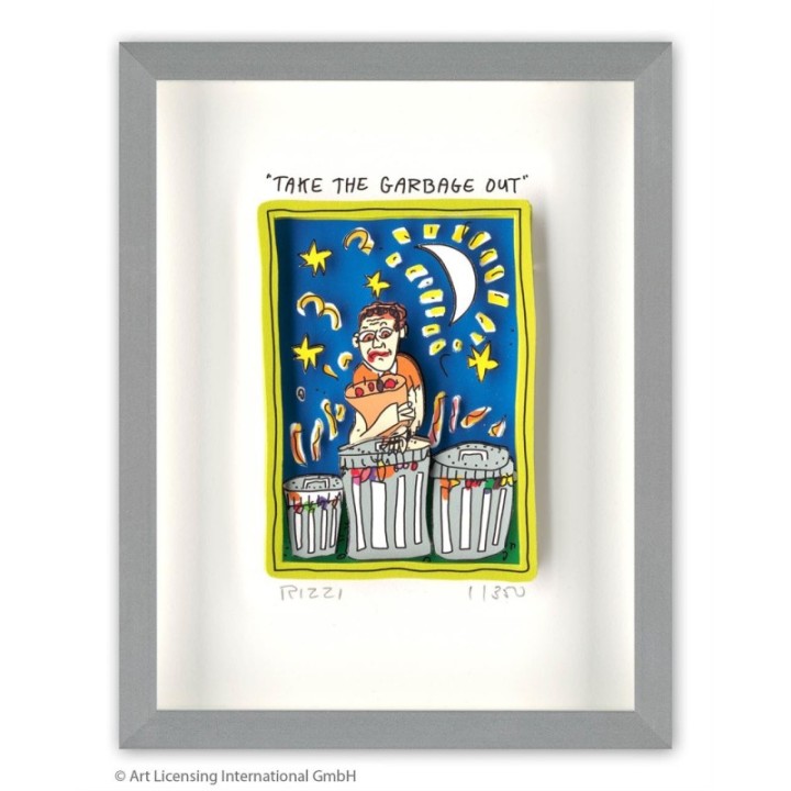 James Rizzi - TAKE THE GARBAGE OUT | inkl. Alu - Rahmen von Halbe - Bild 1