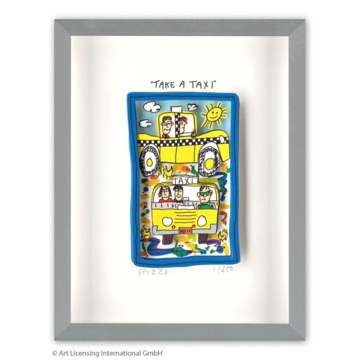 James Rizzi - TAKE A TAXI | inkl. Alu-Rahmen von Halbe - Bild 1