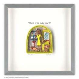 James Rizzi - TAKE THE DOG OUT | inkl. Alu - Rahmen von Halbe - Bild 1