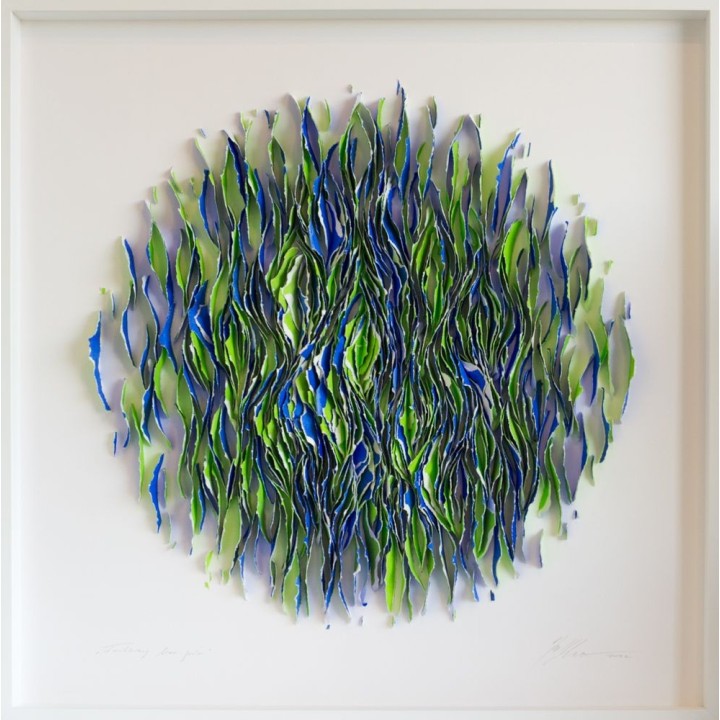 Klangkörper 100x100 (Blau-Grün)| 3D Papierobjekt von Gabriele Mierzwa - Bild 1