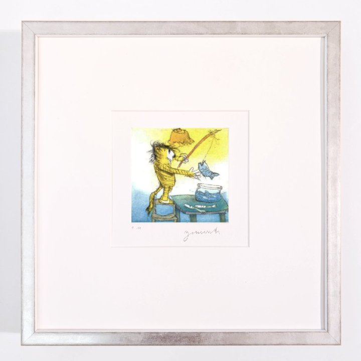 Janosch Bild "Mein lieber Fisch, mein Freund der Fisch!" Original-Kunst - Galerie Lamers