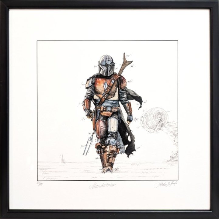 Leslie G. Hunt Star Wars Serie "Mandalorian" im Rahmen Schwarz Matt