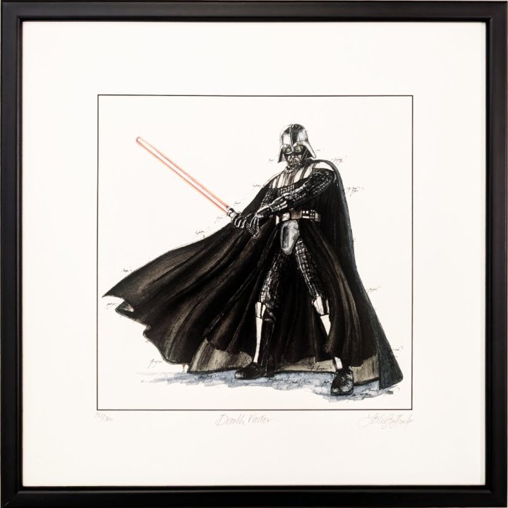 Darth Vader vom Künstler Leslie G. Hunt im Rahmen Schwarz