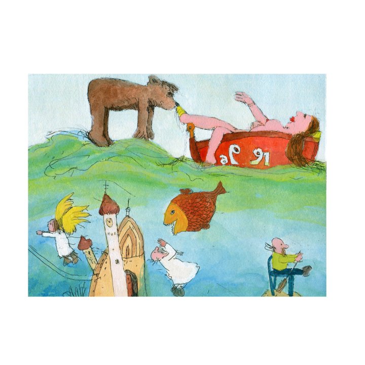 Janosch Bild "Ich befinde mich mitten auf dem Meer und liebe dich. Echt!" Original-Kunst - Galerie Lamers