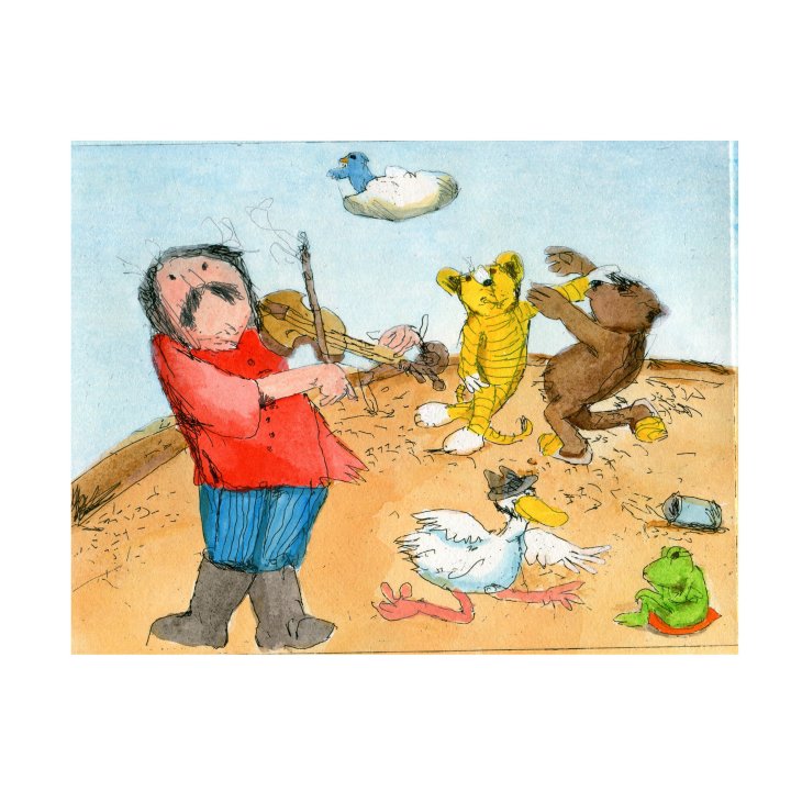 Janosch Bild "Immer wenn Janosch fiedelt" Original-Kunst - Galerie Lamers