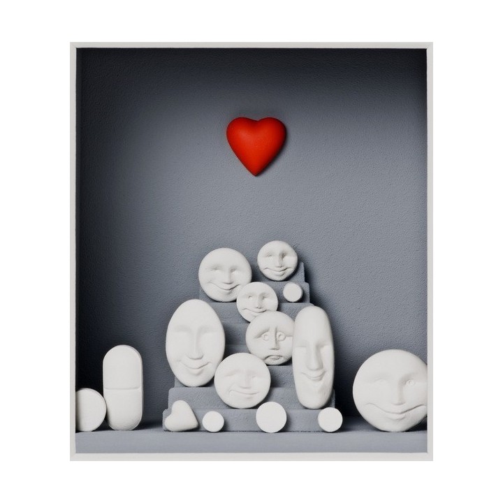Volker Kühn "Happy Pills" | Original 3D-Bild inkl. Rahmen - Bild 1