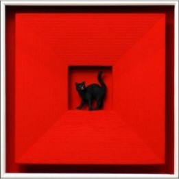 Volker Kühn "Cat in Red" | 3D-Objekt inkl. Rahmen - Bild 1