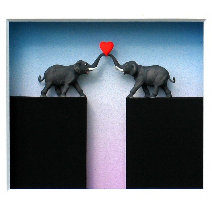 Volker Kühn "Liebe überwindet" | Original 3D-Bild inkl. Rahmen - Bild 1