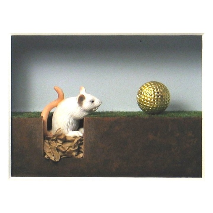 Volker Kühn "Mauseloch" | Original 3D-Bild inkl. Rahmen - Bild 1