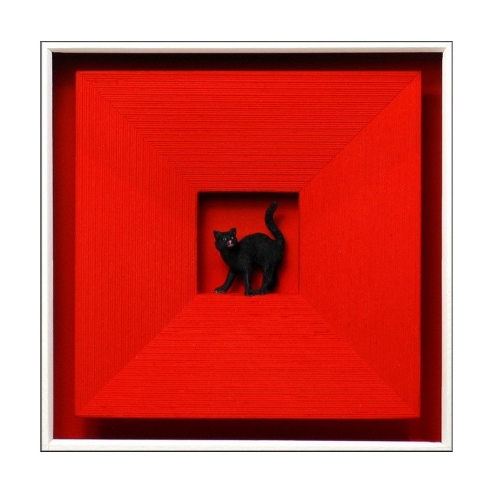 Volker Kühn "Cat in Red" | 3D-Objekt inkl. Rahmen - Bild 1