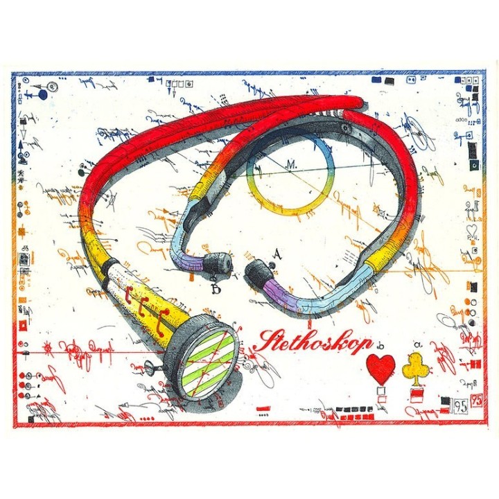 Stethoskop (klein) | Radierung handsigniert - Bild 1