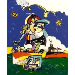 Otmar Alt: "GOLFER - BLAU" - Bild 1