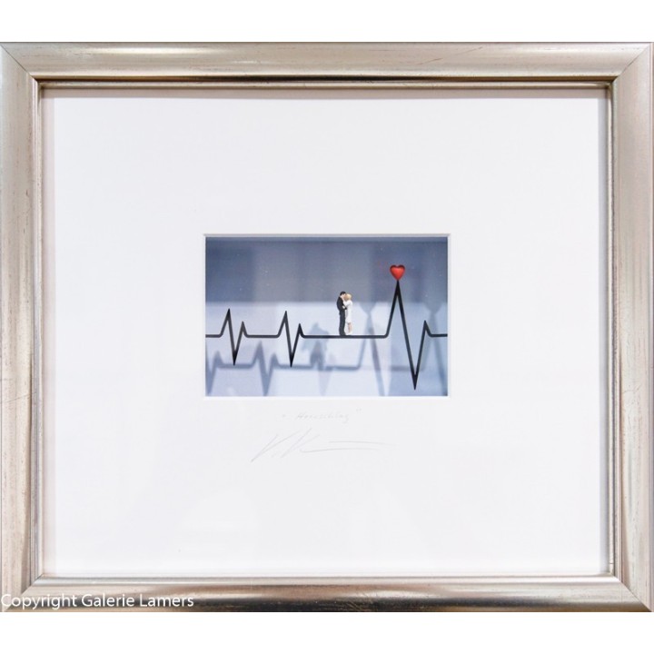 Volker Kühn: "Herzschlag" Original 3D-Bild im Rahmen