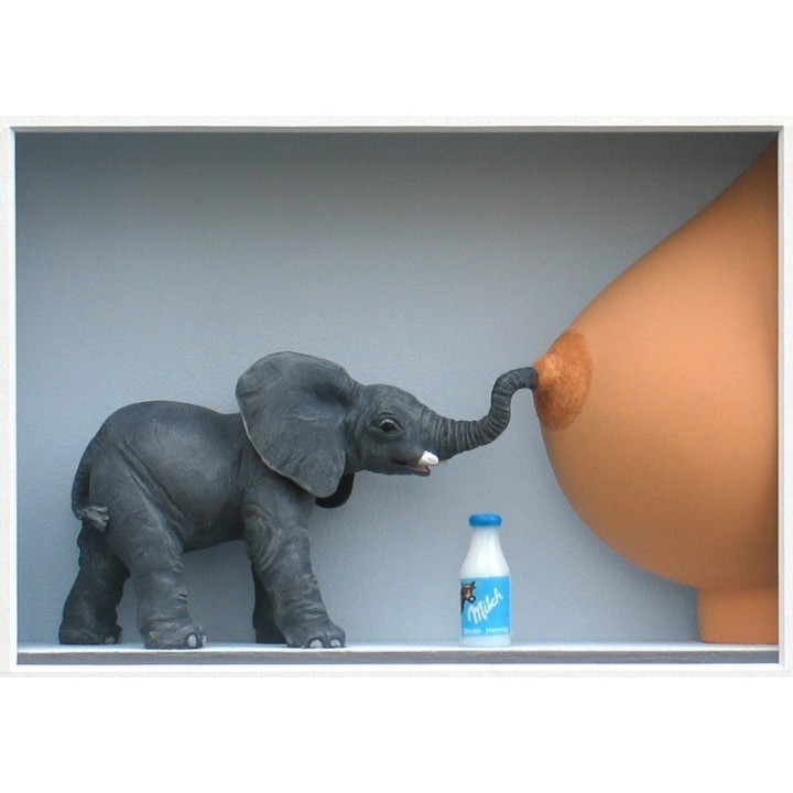 Volker Kühn "Kein Kostverächter" | Original 3D-Bild inkl. Rahmen - Bild 1