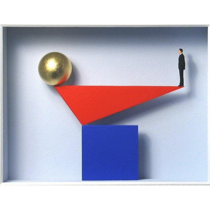 Volker Kühn "Kleiner Balanceakt" | Original 3D-Bild inkl. Rahmen - Bild 1