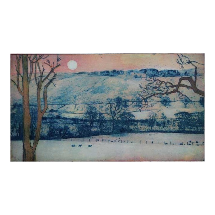 Original Radierung "Winternachmittag" von Jutta Votteler Original Radierung Kunst